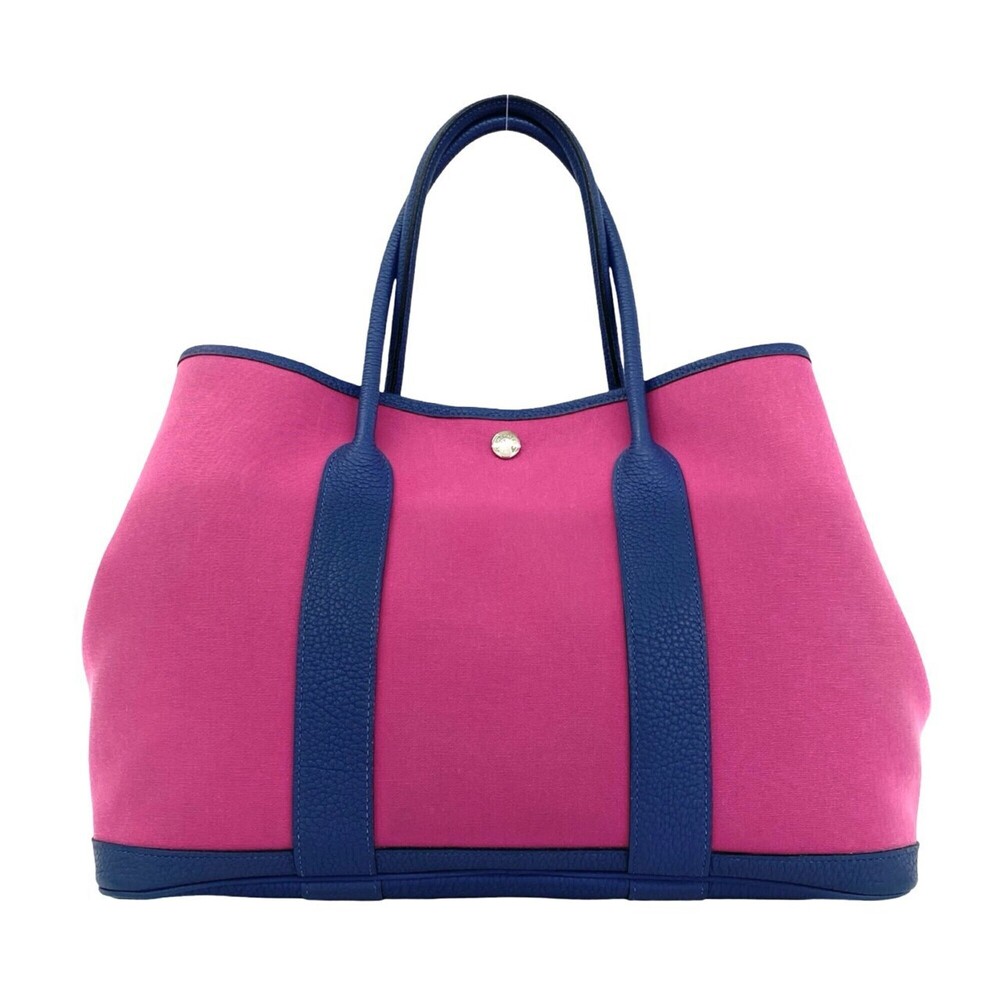 HERMES Garden Party PM Toile Officier Negonda Handbag Magnolia Blue Brighton ...